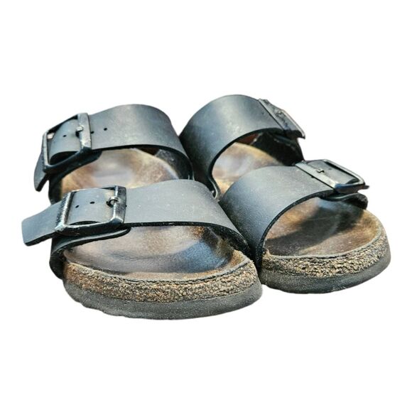 Birkenstock Black Leather Sandals Size 37/7 - Picture 4 of 10